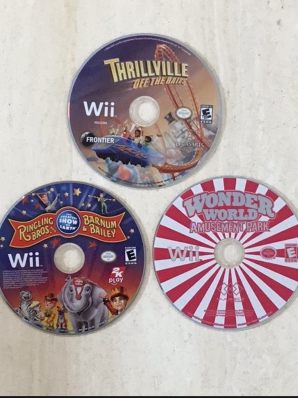 Wonder World Nintendo Wii Game & Ringlng Bros Circus Wii & Thrillville Wii Games